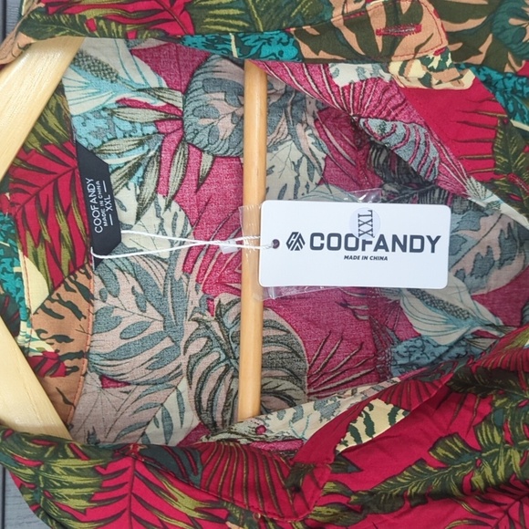COOFANDY Men's Flower Hawaiian Casual Button Down Vacation Shirt - 2XL NWT - Picture 3 of 6